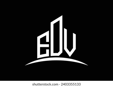 Letter EDV building vector monogram logo design template. Building Shape EDV logo