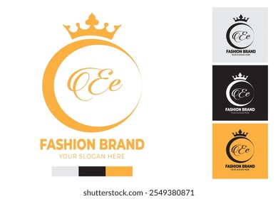 Letter Ee Crown Fashion Logo. Design vector template.