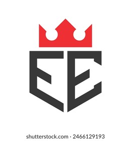 Letter EE Crown Logo. Crown on Letter EE Logo Design Template