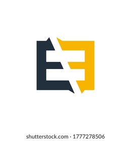 Icono vectorial del logotipo eléctrico de la letra EE. Forma de la caja que se divide en letras E.