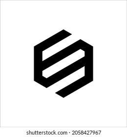 letter EE hexagon in black color logo