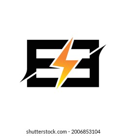Letter EE lightning electric monogram logo