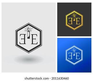 Letter EE Logo mit Kerzenform, religiöses Logo.
