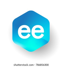 Letter EE logo in hexagon shape and colorful background, letter combination logo design for business and company identity.

