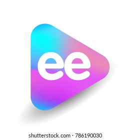 Letter EE logo in triangle shape and colorful background, letter combination logo design for business and company identity.
