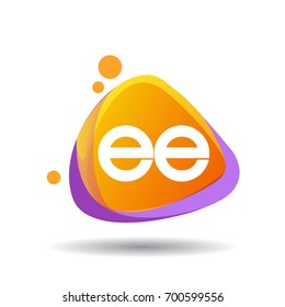 Letter EE logo in triangle splash and colorful background, letter combination logo design for creative industry, web, business and company.