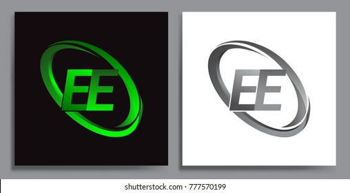letter EE logotype design for company name colored Green swoosh and grey. vector set logo design for business and company identity.
