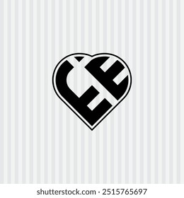 Letter EE Love and Care Logo mit Herz-Symbol