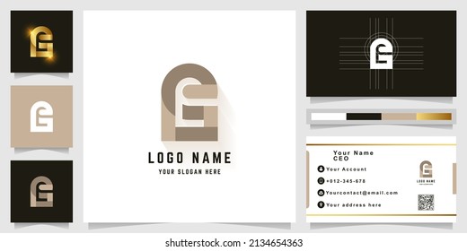 Letter eE or eG monogram logo with business card design