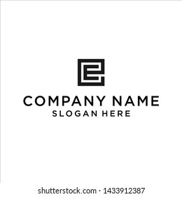 letter ee square logo design vector illustration template