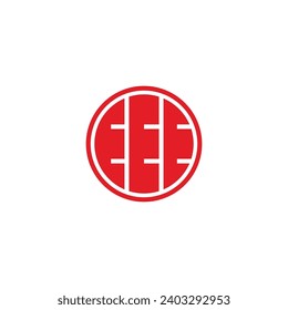 Letra círculo EEE, símbolo geométrico de línea simple vector logo