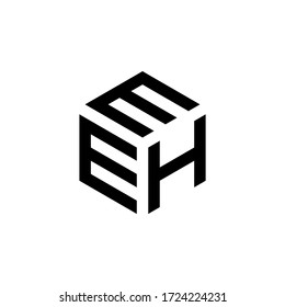 Letter EEH logo design polygon icon template