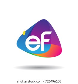 Letter EF Logo mit bunter Splash Hintergrund, Buchstaben Kombination Logo Design für Kreativindustrie, Web, Business und Unternehmen.