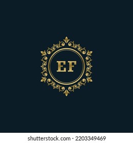 Letter EF logo with Luxury Gold template. Elegance logo vector template.