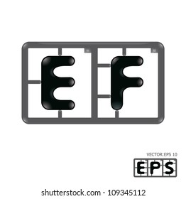 Letter ef model-kit alphabet vector