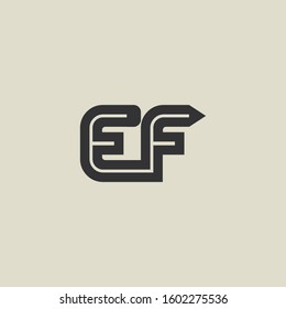Letter EF pencil shape logo design. Link icon in flat style isolated on grey background. Graphic alphabet symbol for your corporate business identity, website, app, UI. Arts logo design inspiration.