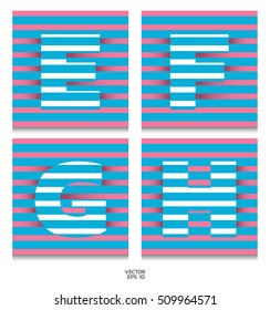 Letter E,F,G,H abstract line color.