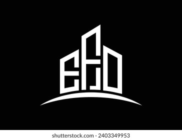 Letter EFO Building vector monogram logo design template. Building Shape EFO logo.