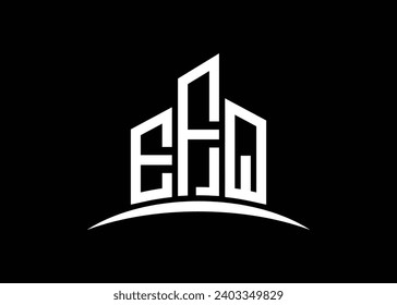 Letter EFQ Building vector monogram logo design template. Building Shape EFQ logo.