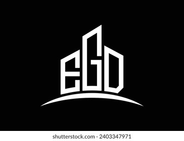 Letra EGD Building vector monograma plantilla de diseño de logotipo. Construyendo el logo de Shape EGD.