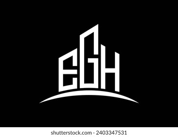 Letter EGH Building vector monogram logo design template. Building Shape EGH logo.