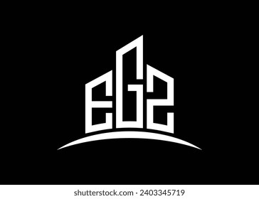 Letter EGZ Building vector monogram logo design template. Building Shape EGZ logo.