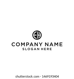 letter eh circle logo design vector illustration template