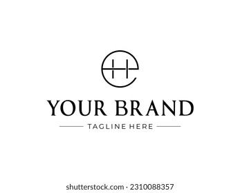 letter EH with circle logo design vector illustration template