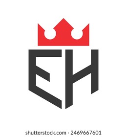 Letra EH Crown Logo. Corona en la letra EH Logo Design Plantilla