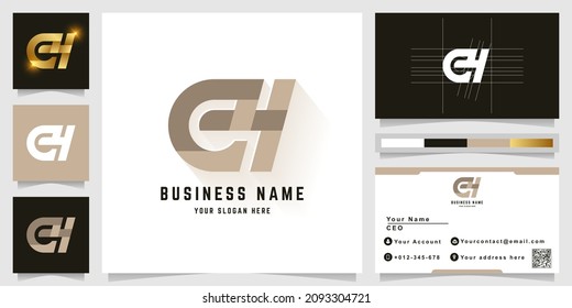 Letter eH or GH monogram logo with business card design