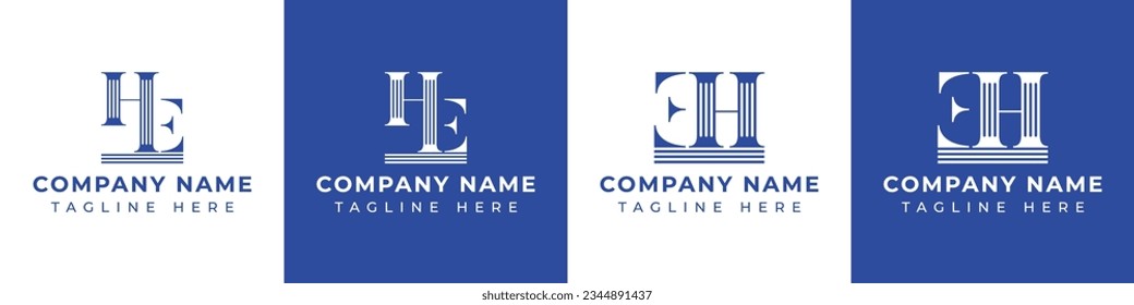 Letter EH and HE Pillar logo, suitable for business with HE or EH related to Pillar.