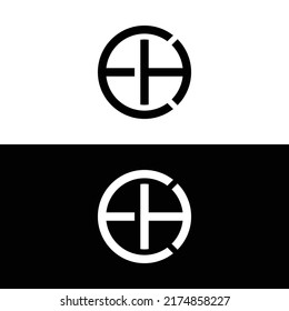 Letra EH con logotipo de círculo vinculado - editable en formato vectorial