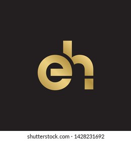 Letter eh linked lowercase logo design template elements. Gold letter Isolated on black  background. Suitable for business, consulting group company.