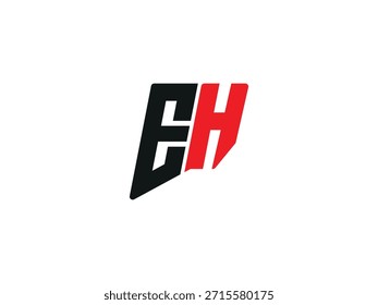Letra EH, diseño del logotipo de la letra EH. Letra inicial del logotipo del monograma en mayúsculas de HE.
