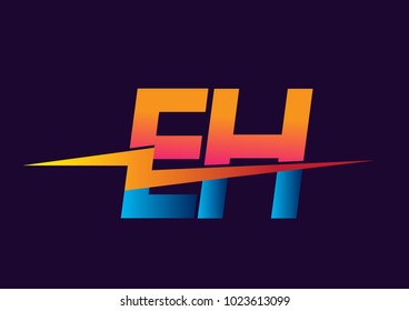 Letter EH logo with Lightning icon, letter combination Power Energy Logo design for Creative Power ideas, web, business and company.