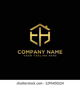 Letter EH logo of luxury minimalist real estate - vector