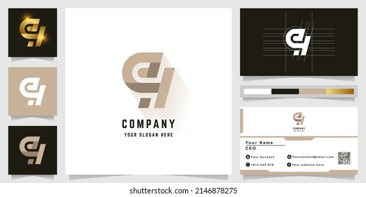 Letter eH or qH monogram logo with business card design