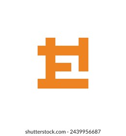 letter eh square linked geometric logo vector 