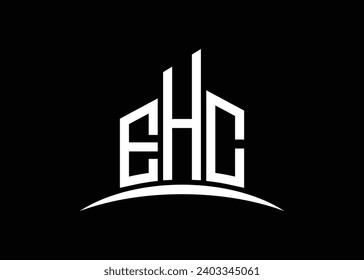 Letter EHC Building vector monogram logo design template. Building Shape EHC logo.
