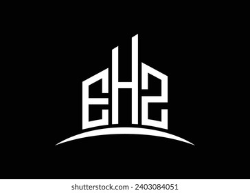 Letter EHZ Building vector monogram logo design template. Building Shape EHZ logo.