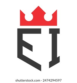 Letter EI Crown Logo. Crown on Letter EI Logo Design Template