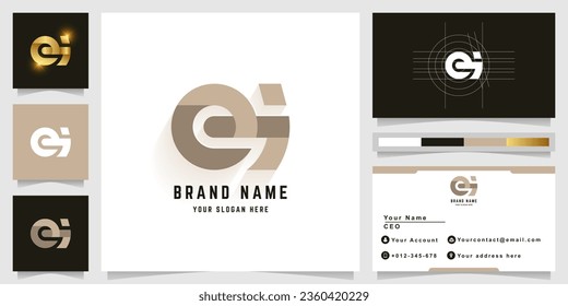 Letter ei or ej monogram logo with business card design