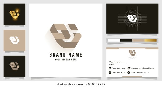 Letter ei or ej monogram logo with business card design