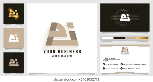 Letter ei or ej monogram logo with business card design