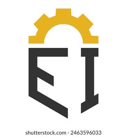 Letter EI Gear Logo Design for Service Center, Repair, Factory, Industrial, Digital and Mechanical Business