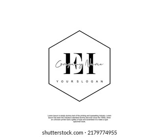 Letter EI Initial handwriting logo with signature and hand drawn style.