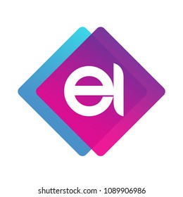 Letter EI logo with colorful geometric shape, letter combination logo design for creative industry, web, business and company.