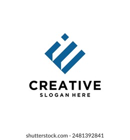 letter EI negative space simple book logo design