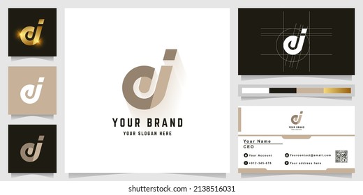 Letter ej or ei monogram logo with business card design