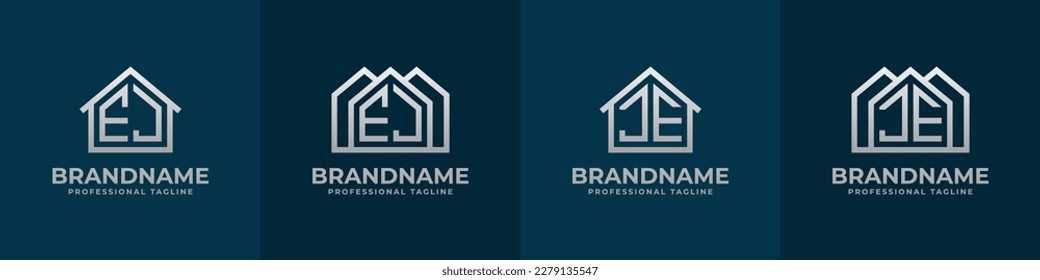 Letter EJ and JE Home Logo Set. Suitable for any business related to house, real estate, construction, interior with EJ or JE initials.